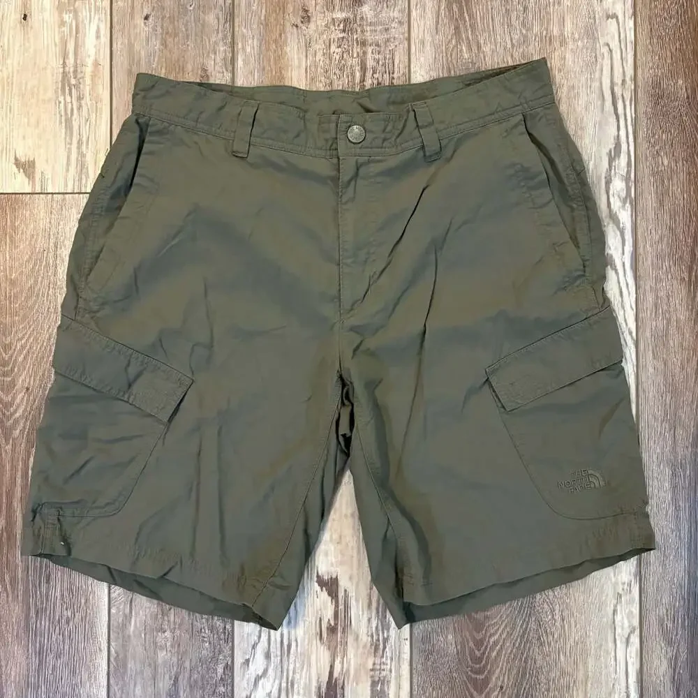 The North Face Cargo Shorts Mens 32 Green Nylon Hiking Outdoor